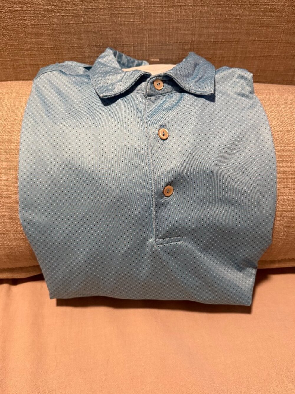 Peter Millar Summer Comfort Golf Polo Light Blue Pattern Men's Medium